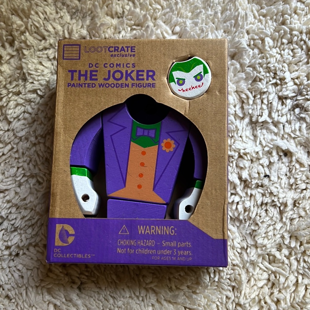 The Joker DC Comics Painted Wooden Figure Factory Boxed LOOTCRATE exclusive
